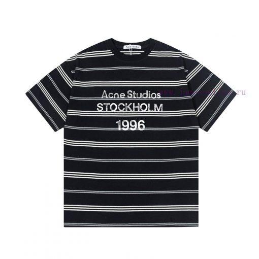 High Quality Acne 25ss New Striped Short Sleeved T-shirtThe Fabric Is Made Of High-quality Prec 5drx0mzs - Image 2
