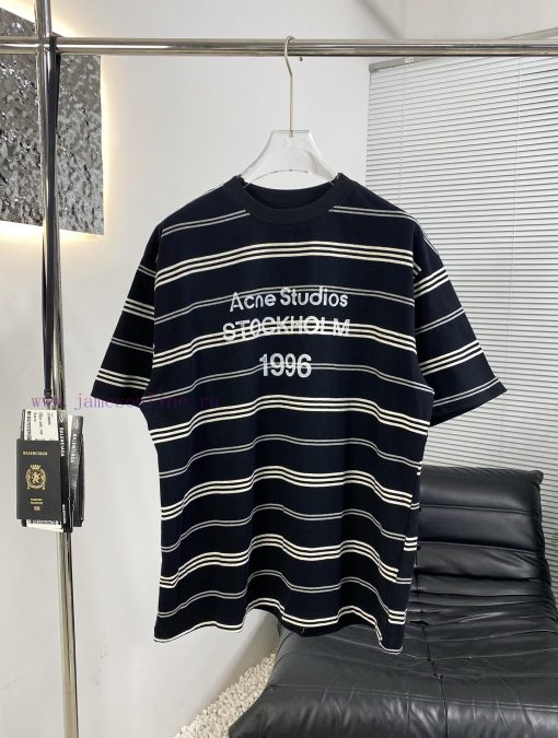 High Quality Acne 25ss New Striped Short Sleeved T-shirtThe Fabric Is Made Of High-quality Prec 5drx0mzs - Image 3