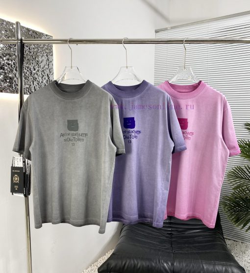 High Quality Acne25ss New Stir Fried Color Distressed Short Sleeved ShirtThe Fabric Is Made Of v0dku9f3 - Image 6
