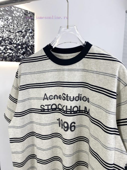 High Quality Acne 25ss New Striped Short Sleeved T-shirtThe Fabric Is Made Of High-quality Prec aty77ug1 - Image 6