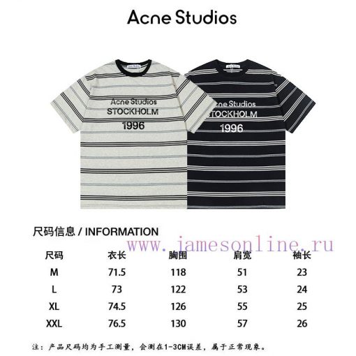 High Quality Acne 25ss New Striped Short Sleeved T-shirtThe Fabric Is Made Of High-quality Prec aty77ug1 - Image 9