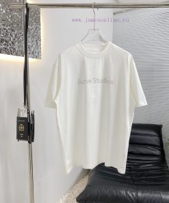 High Quality Acne 25ss New Short Sleeved T-shirtMade Of High Weight Fabric Washed With Water 26 53nrkdef