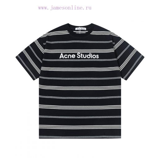High Quality Acne 25ss New Striped Short Sleeved T-shirtThe Fabric Is Made Of High-quality Prec kohqlzl9