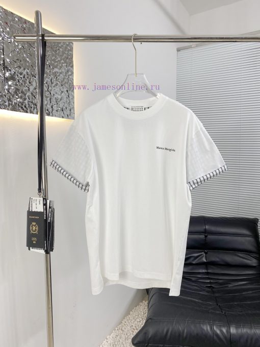 High Quality Margiela 25ss New Folding And Splicing Checkered Short Sleeved ShirtThe Fabric Is qg10x6ib