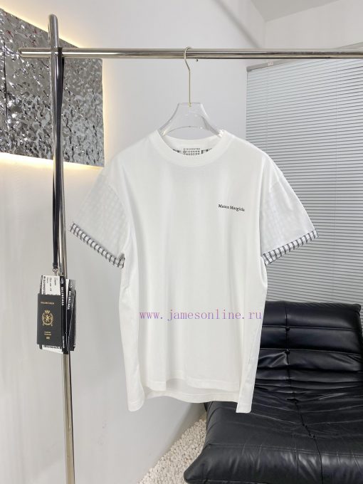High Quality Margiela 25ss New Folding And Splicing Checkered Short Sleeved ShirtThe Fabric Is qg10x6ib - Image 2