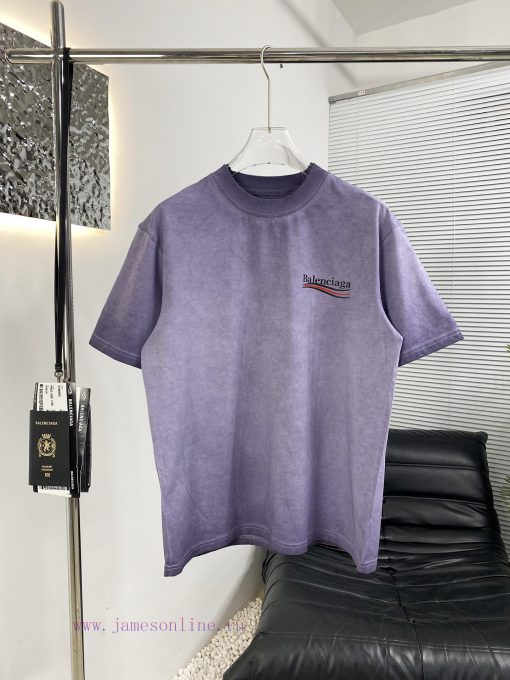 High Quality Balenciaga Paris 25ss New Stir Fried Color Distressed Short Sleeved ShirtThe Fabri xbjvzb0v - Image 2