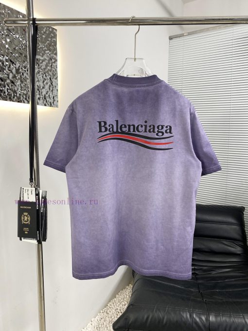 High Quality Balenciaga Paris 25ss New Stir Fried Color Distressed Short Sleeved ShirtThe Fabri xbjvzb0v - Image 3