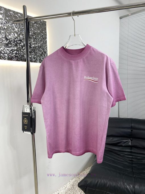 High Quality Balenciaga Paris 25ss New Stir Fried Color Distressed Short Sleeved ShirtThe Fabri qcu80ah4 - Image 4