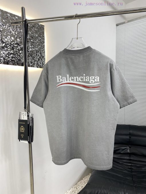 High Quality Balenciaga Paris 25ss New Stir Fried Color Distressed Short Sleeved ShirtThe Fabri bx1yoir5 - Image 6