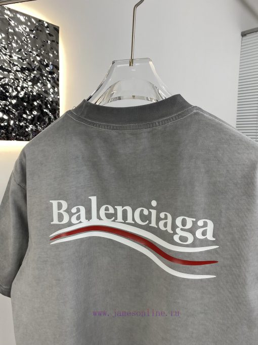 High Quality Balenciaga Paris 25ss New Stir Fried Color Distressed Short Sleeved ShirtThe Fabri bx1yoir5 - Image 7
