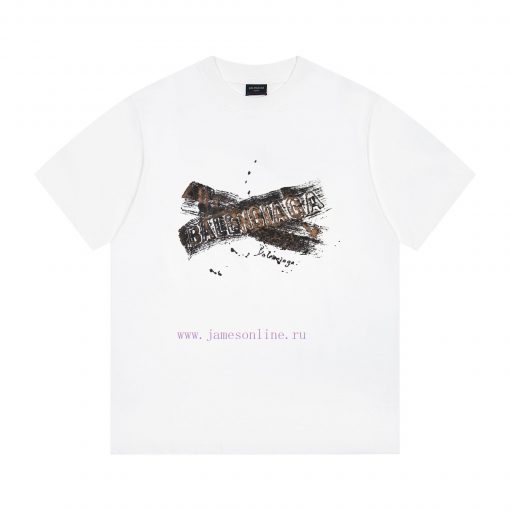 Up NewStyle Number G949BALENCIAGA New Letter Graffiti Printed Casual Round Neck Short Sleeved T f1frbzii - Image 2