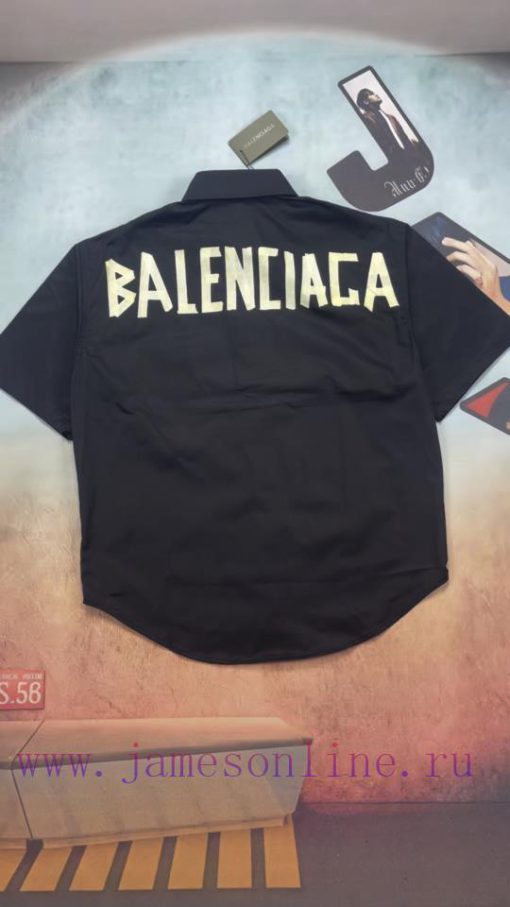 Real Time Video ShootingBalenciaga 𝐁𝐀𝐋𝐄𝐍𝐂𝐈𝐀𝐆𝐀 Alphabet Tape LOGO Short Sleeved Shirt*No Beauty 44i42yiw