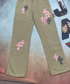 Real Time Video ShootingCroheart 𝐂𝐡𝐫𝐨𝐦𝐞𝐇𝐞𝐚𝐫𝐭 25SS Pink Cross Leather Casual Jeans*No Beauty No e46qaqb5