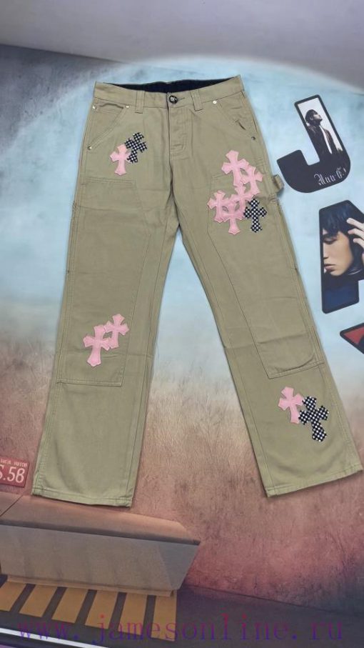 Real Time Video ShootingCroheart 𝐂𝐡𝐫𝐨𝐦𝐞𝐇𝐞𝐚𝐫𝐭 25SS Pink Cross Leather Casual Jeans*No Beauty No e46qaqb5