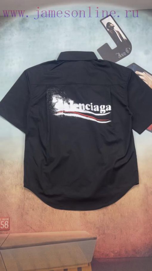 Real Time Video ShootingBalenciaga 𝐁𝐀𝐋𝐄𝐍𝐂𝐈𝐀𝐆𝐀 Graffiti Blurred Cola Wave Short Sleeved Shirt*No yvoj8eq0 - Image 2