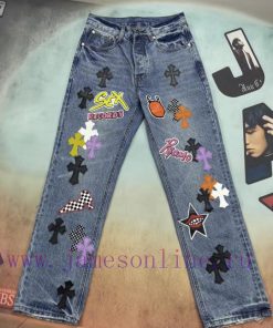 Real Time Video ShootingCroheart 𝐂𝐡𝐫𝐨𝐦𝐞𝐇𝐞𝐚𝐫𝐭 Blue Bull King Graffiti Multi Color Leather Jeans* 2lsqp8w9