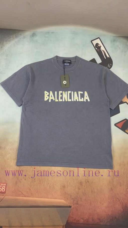 Real Time Video ShootingBalenciaga BLCG Washed Letter Tape Round Neck Short Sleeved T-shirt*No bfr66xpl