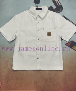 Real Time Video ShootingLouis Vuitton 25FW LV Chest Leather Label Pearl Button Denim Short Slee waa7fxix