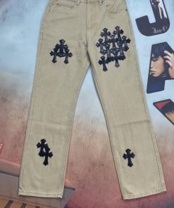 Real Time Video ShootingCroheart 𝐂𝐡𝐫𝐨𝐦𝐞𝐇𝐞𝐚𝐫𝐭 25FW CH Rivet Plain Edition Khaki Patchwork Jeans* g8o3gmwg