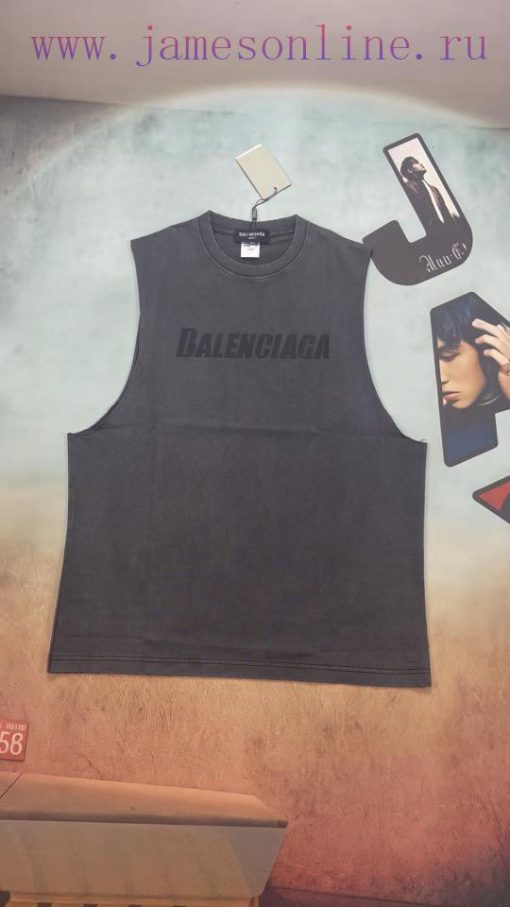 Real Time Video ShootingBalenciaga 𝐁𝐀𝐋𝐄𝐍𝐂𝐈𝐀𝐆𝐀 25SS Washed Loose Vest Sleeveless T-shirt*No Beau q7dqm2k1 - Image 2