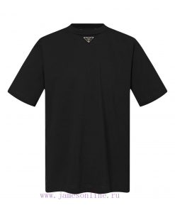 Prada Chest Triangle LogoThe Fabric Is Made Of 26s Double Yarn Combed Cotton Tightly Spun Yarn ok493zt9