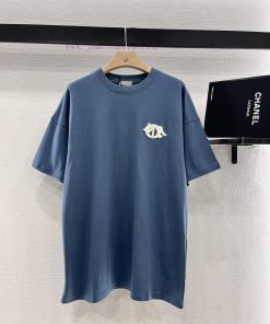 Dior 2025 New Product LaunchRound Neck Embroidered Letters 𝑇𝑒𝑒Customized YB Twill All Cotton Ma cnm87yzm