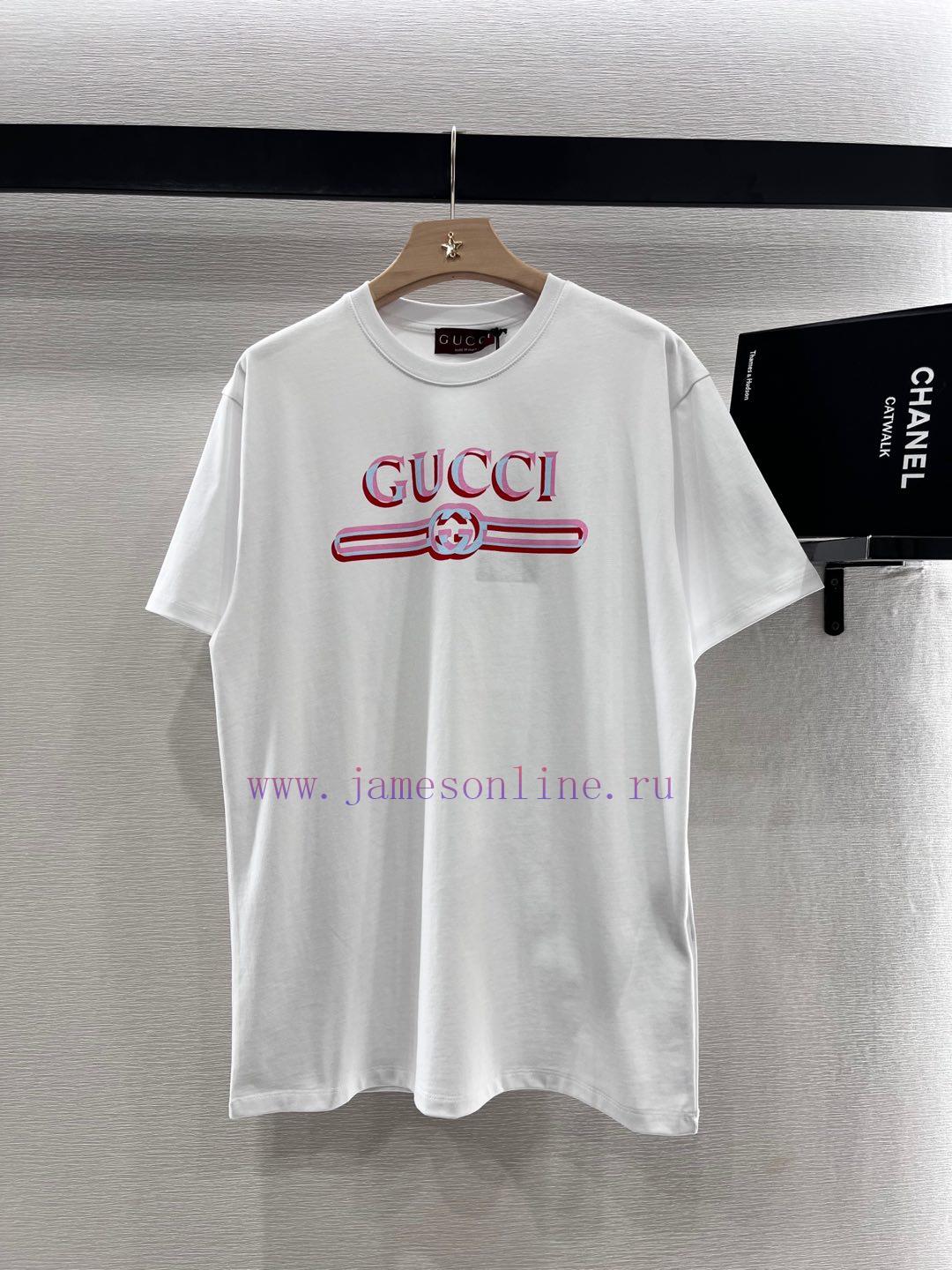 Gucci2025 New Product LaunchRound Neck Printed Letters 𝑇𝑒𝑒Customized YB Twill All Cotton Materi m3rgpm52