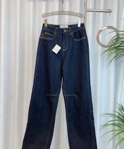 LOE * New Runway Style Printed Logo Wide Leg Jeans Custom Woven Stretch Washed Denim Cotton Fab ebxvwb5v