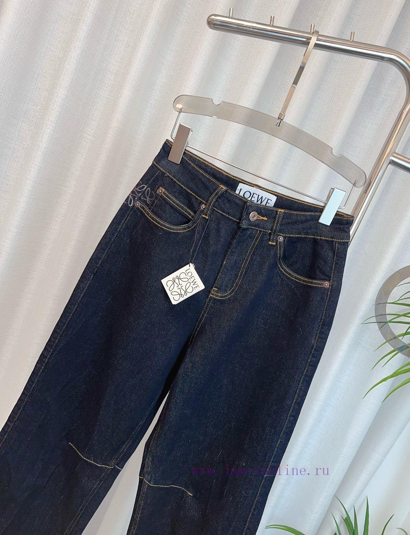 LOE * New Runway Style Printed Logo Wide Leg Jeans Custom Woven Stretch Washed Denim Cotton Fab ebxvwb5v - Image 5