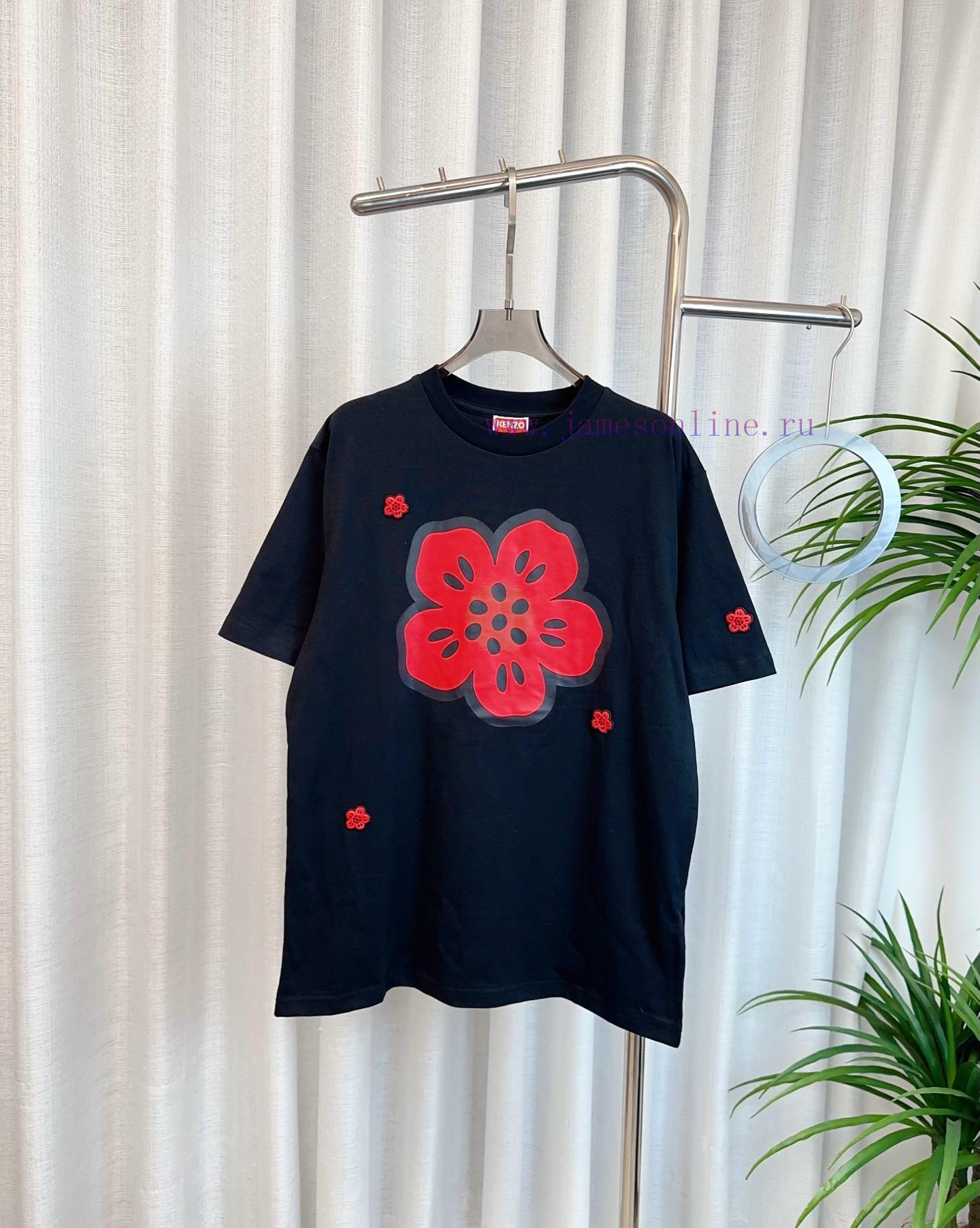 KEN * * New Heavy Industry Haitang Flower Series Embroidered+Printed Logo T-shirt Customized Pu urmed9jj - Image 2