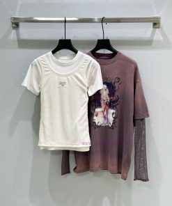 25SS Early Spring New Gradient Purple Fake Two-piece T-shirt. I've Been Looking Forward To The fn6ibkxr