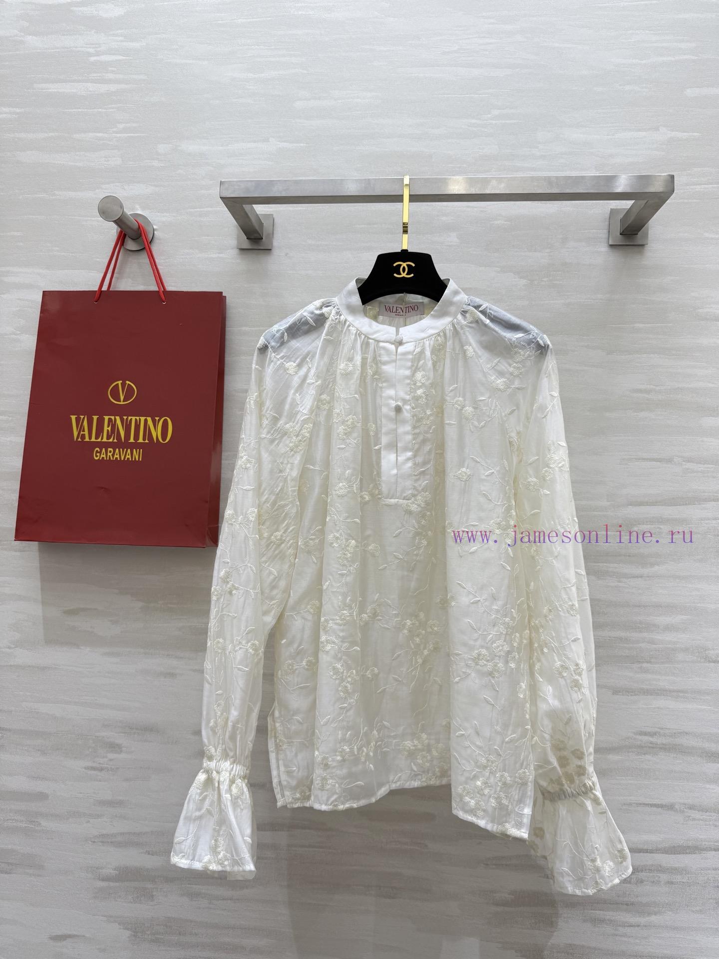 Valentin ² ⁵ New Heavy Duty Embroidered Silk Cotton Shirt With French Retro Style Round Neck De a7q55f8i - Image 2