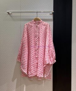 New Vacation Series Pink Presbyopia Loose Stand Up Bat Sleeve Cover Shirt Sun Protection Shirt r7itu15d