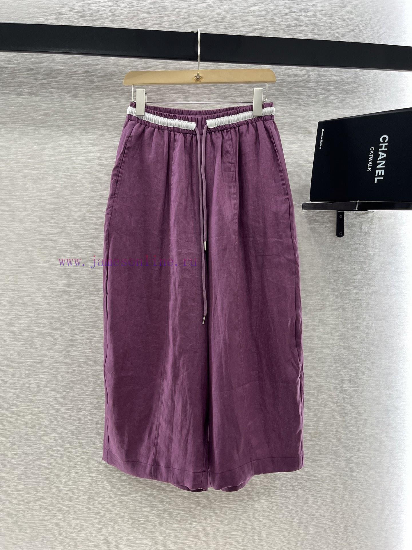 Chanel 2025 New Product LaunchLinen Wide Leg Cropped PantsCustomized YB Imported Linen Material 4ihv775m