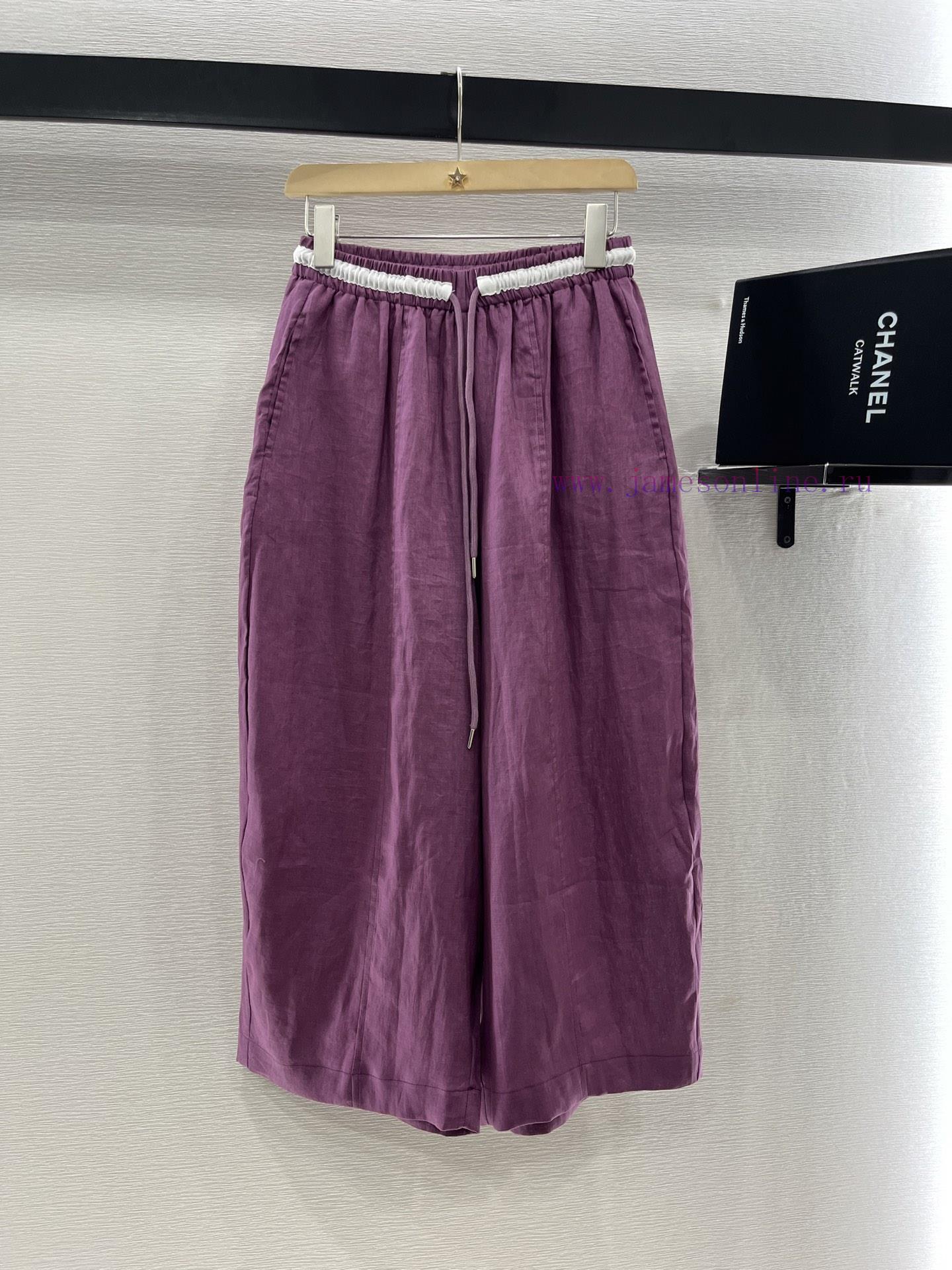Chanel 2025 New Product LaunchLinen Wide Leg Cropped PantsCustomized YB Imported Linen Material 4ihv775m - Image 2