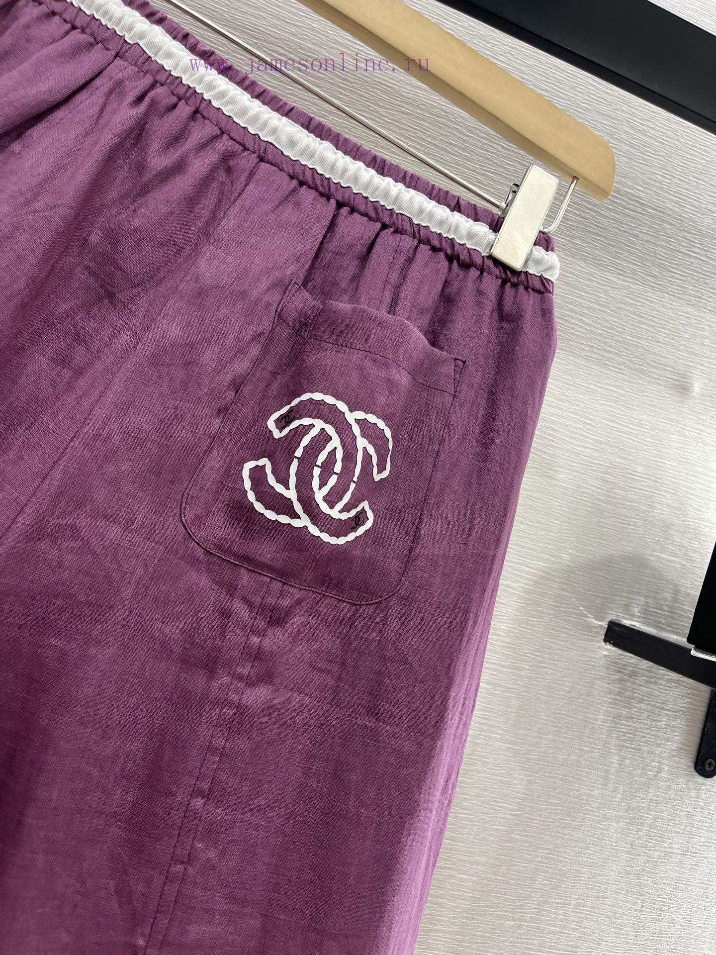 Chanel 2025 New Product LaunchLinen Wide Leg Cropped PantsCustomized YB Imported Linen Material 4ihv775m - Image 5