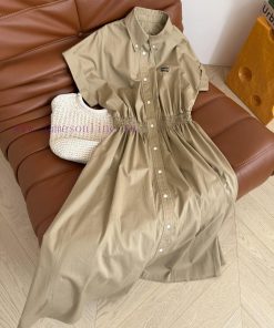 25 Spring/Summer New Collection Letter Logo Embroidered Khaki Dress A Long Dress That Combines 122f0f1c