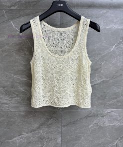 Summer New ArrivalsDior Hollow Knitted Tank Top 2025 Spring/Summer Collection Versatile U-shape lr7ys2gc