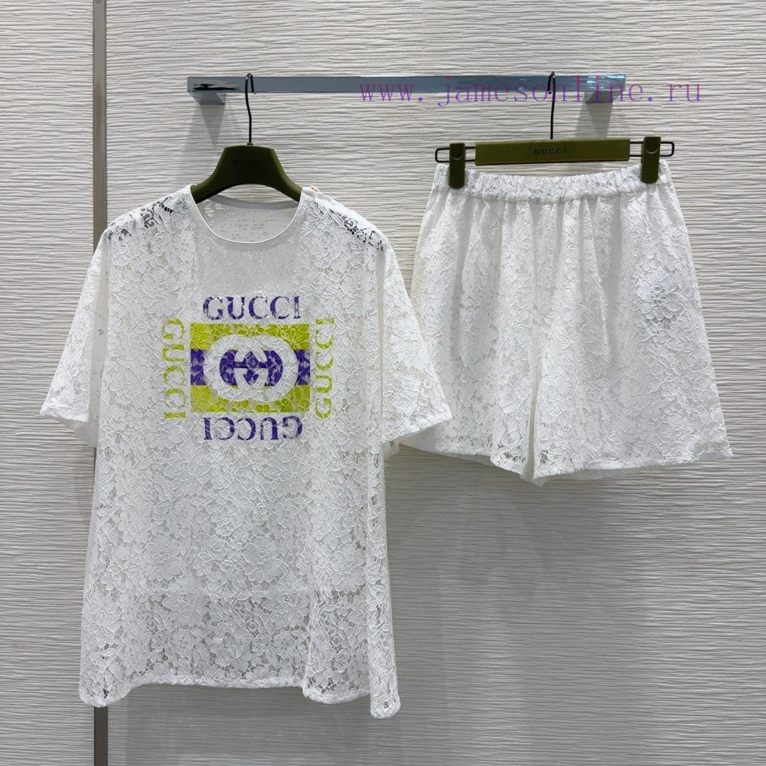 Guccii2025SS New Lace Water Soluble Flower Hollow Out Three Piece Set Is A Super Popular Spring ez5gfx82