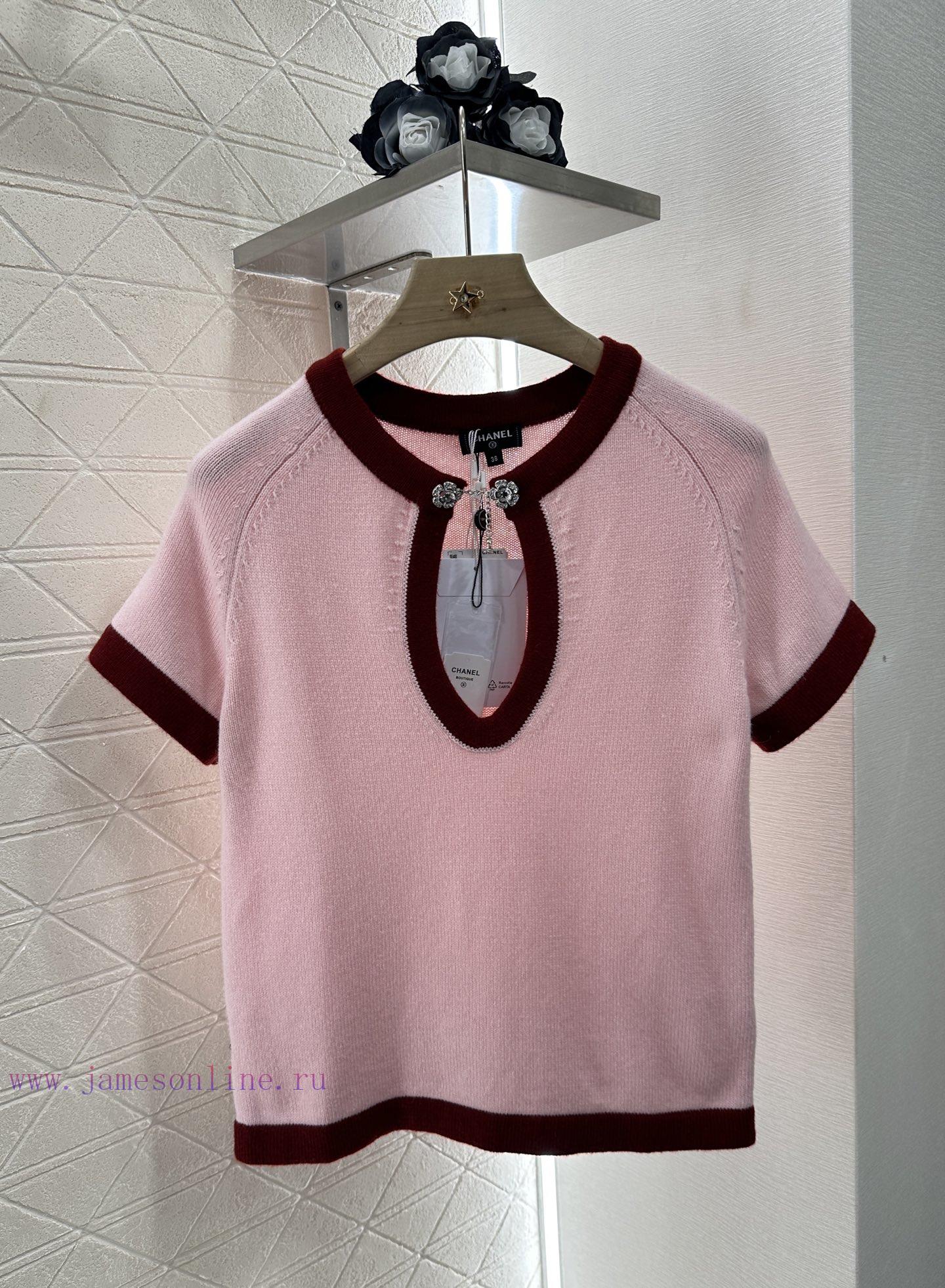 Chanel 2025 New Product LaunchDigging Edging Contrasting Knitted Short SleevesCustomized YB Cas kfk5h74i