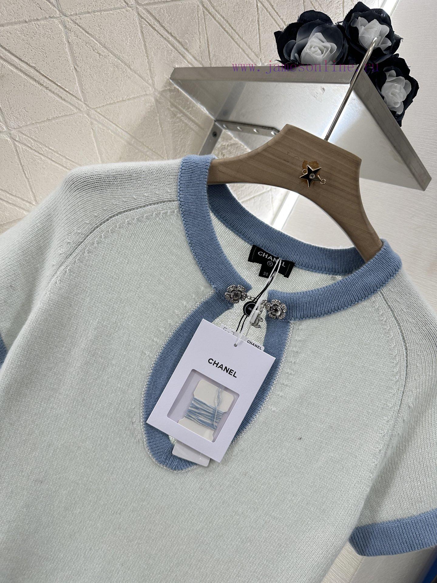 Chanel 2025 New Product LaunchDigging Edging Contrasting Knitted Short SleevesCustomized YB Cas dmpiq28y - Image 4