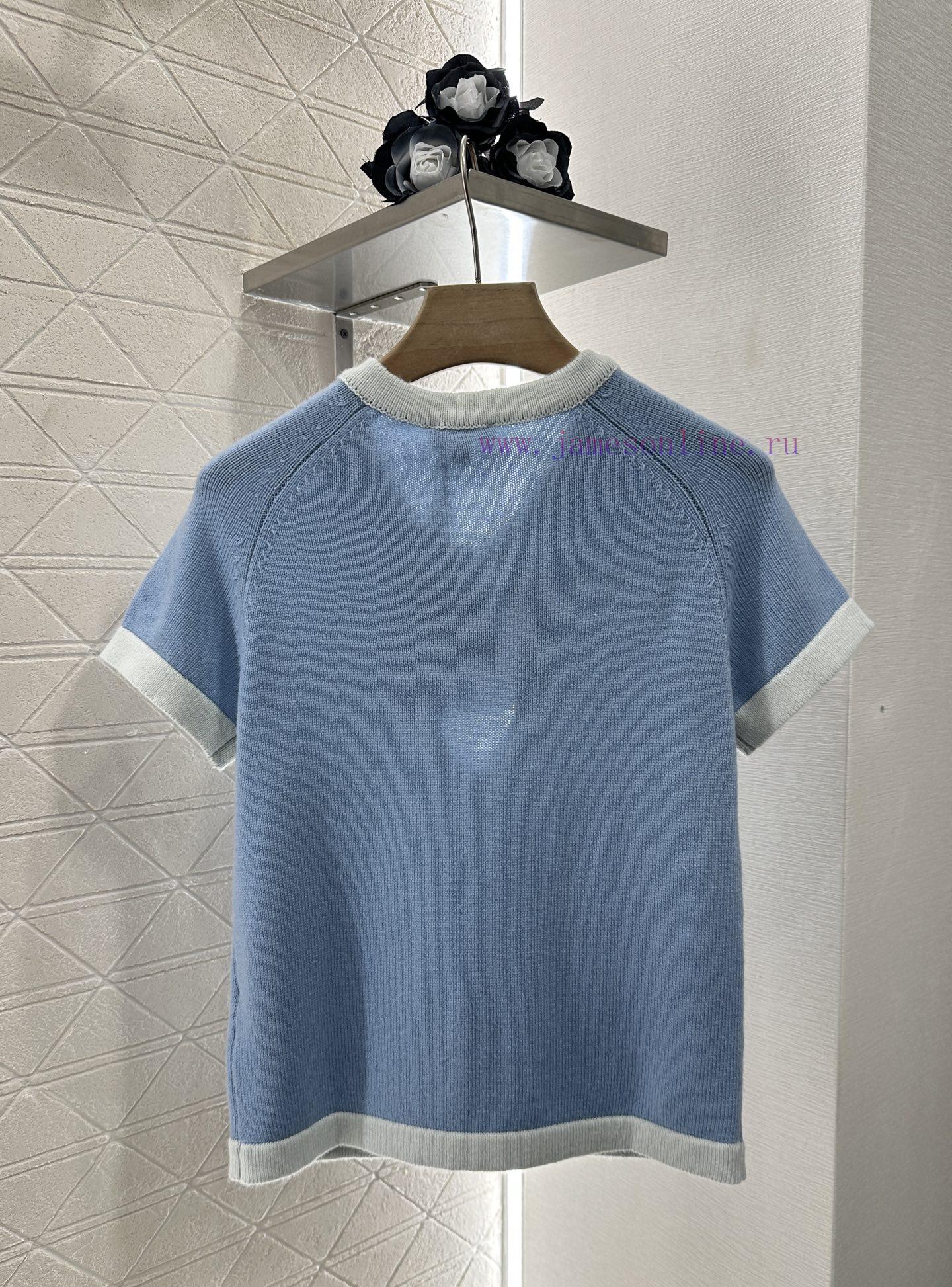 Chanel 2025 New Product LaunchDigging Edging Contrasting Knitted Short SleevesCustomized YB Cas 34nrcfsp - Image 3