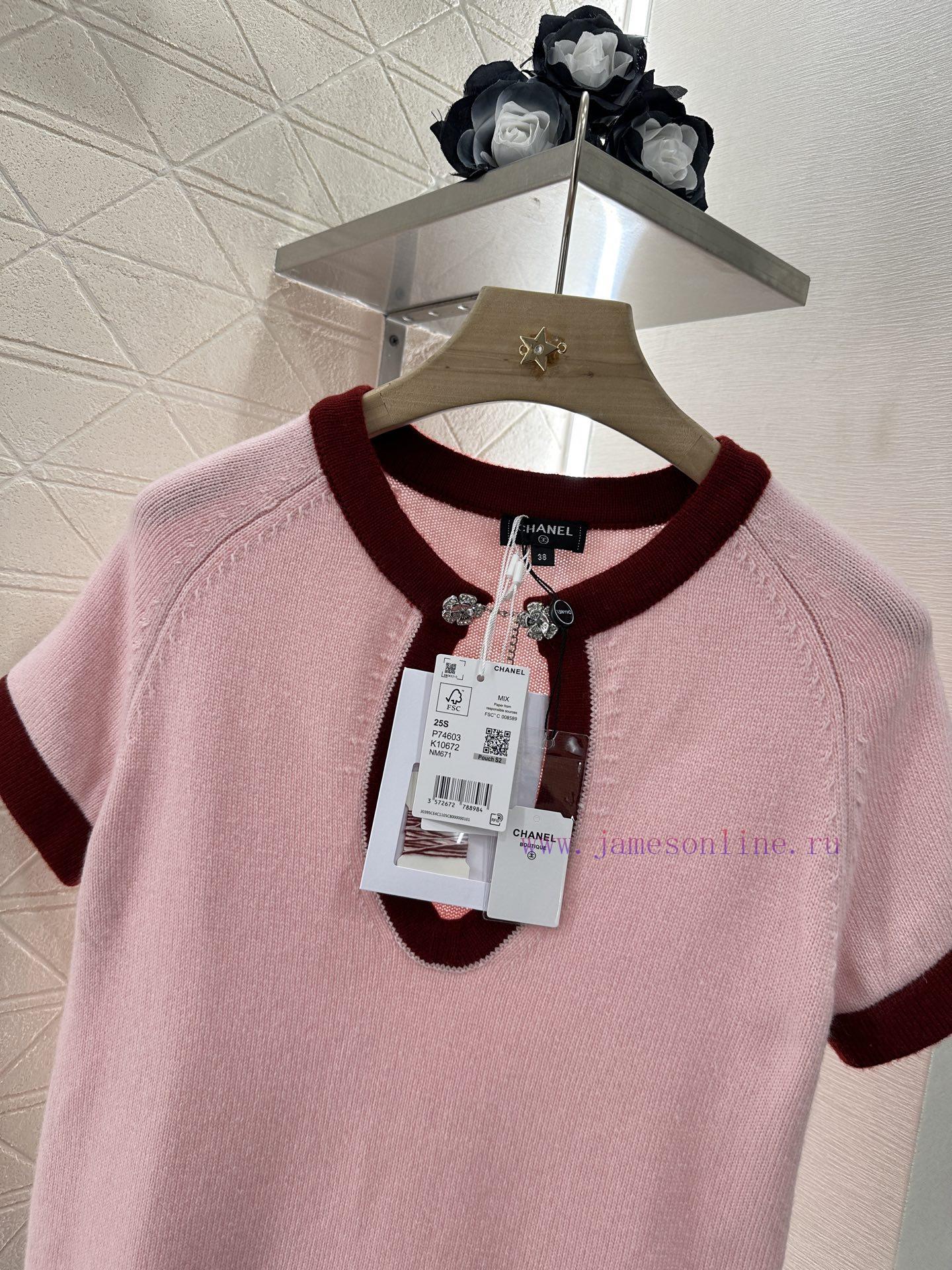 Chanel 2025 New Product LaunchDigging Edging Contrasting Knitted Short SleevesCustomized YB Cas kfk5h74i - Image 4