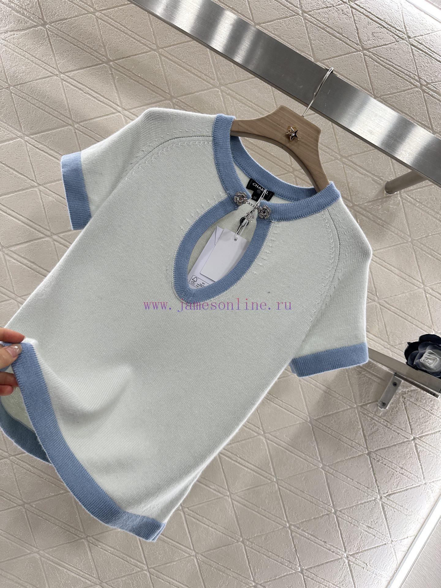 Chanel 2025 New Product LaunchDigging Edging Contrasting Knitted Short SleevesCustomized YB Cas dmpiq28y - Image 7