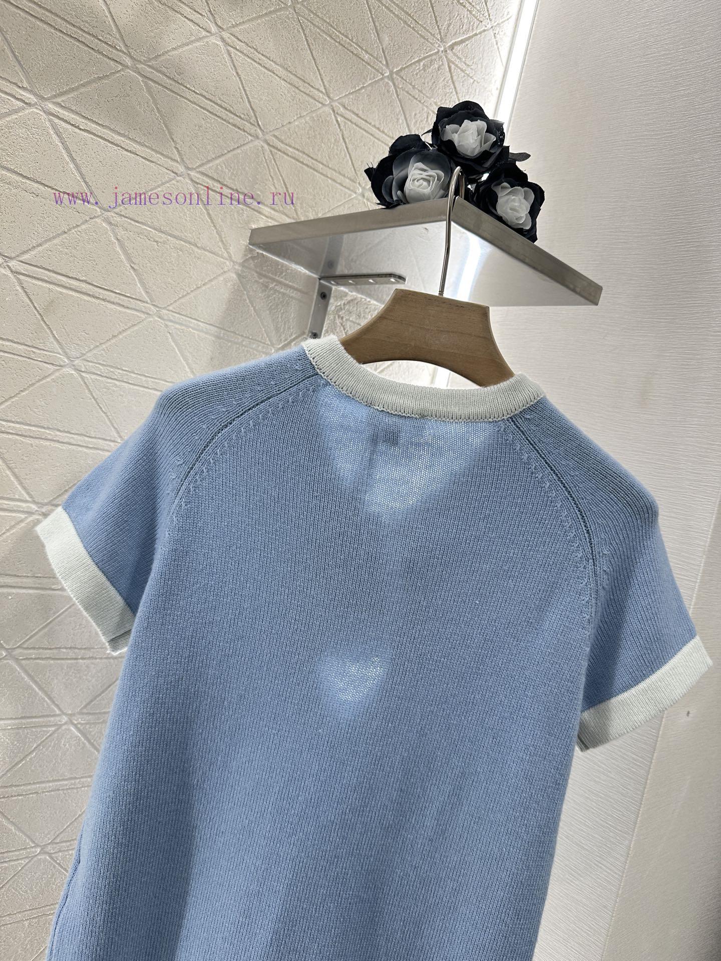 Chanel 2025 New Product LaunchDigging Edging Contrasting Knitted Short SleevesCustomized YB Cas 34nrcfsp - Image 5