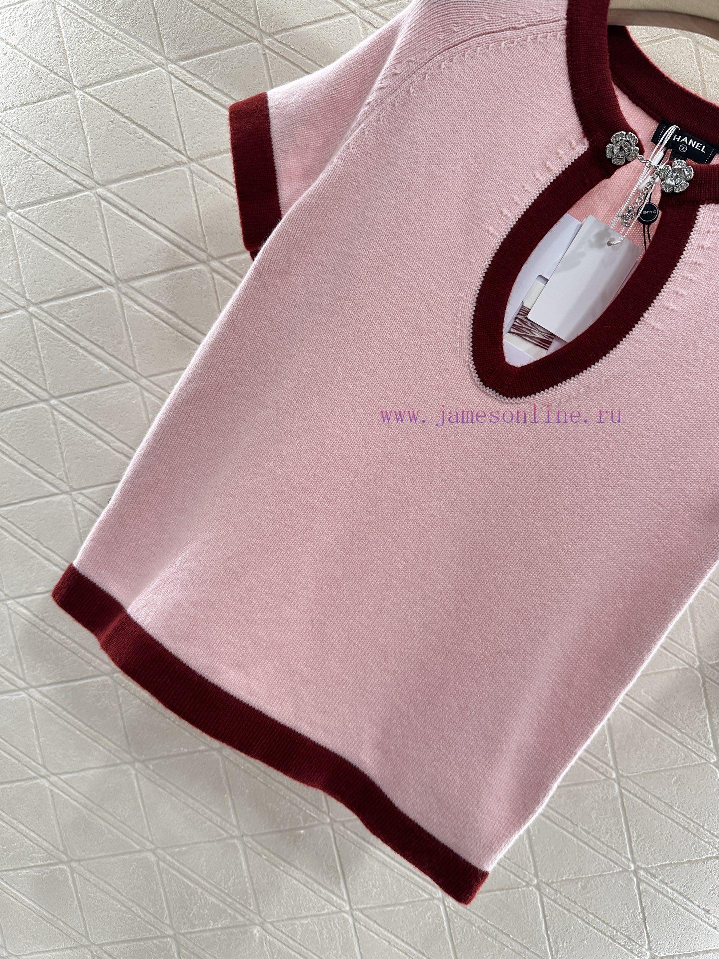 Chanel 2025 New Product LaunchDigging Edging Contrasting Knitted Short SleevesCustomized YB Cas kfk5h74i - Image 6