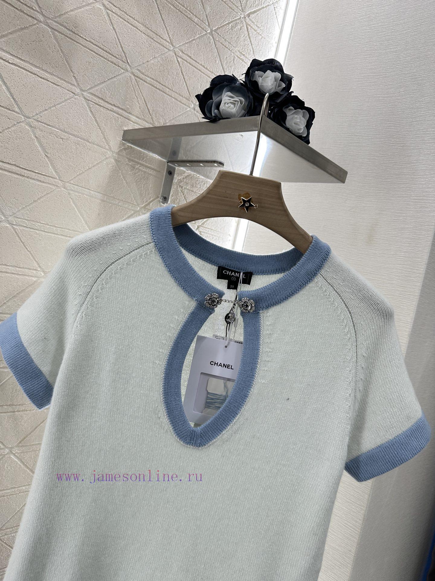 Chanel 2025 New Product LaunchDigging Edging Contrasting Knitted Short SleevesCustomized YB Cas dmpiq28y - Image 9