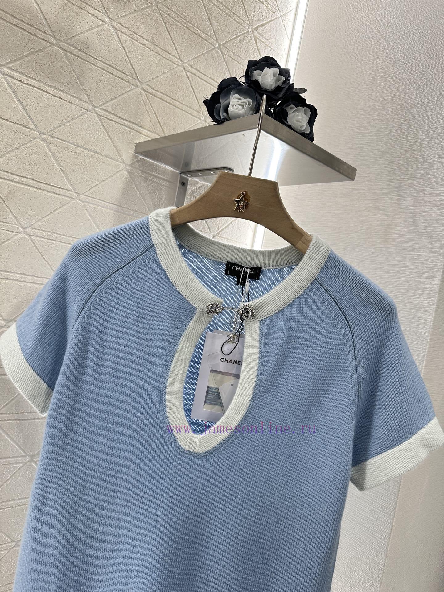 Chanel 2025 New Product LaunchDigging Edging Contrasting Knitted Short SleevesCustomized YB Cas 34nrcfsp - Image 8
