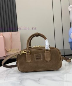 MiuMiu Bags New Arcadia Suede Cowhide Small Size (22cm) Bowling/crossbody Bag With Full Original Packaging nn86ibof