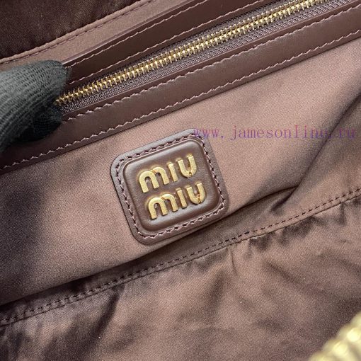 MiuMiu Bags New Miumiu Miu Arcadie Cowhide Medium (27cm) Bowling Handbag/Crossbody Bag - Cognac Leather Wit offhl5ry - Image 10